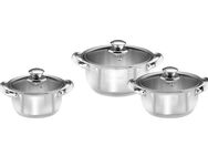 KING Topf-Set Silver Line, Edelstahl (Set, 6-tlg., 1x Kochtopf Ø 16 cm, 1x Kochtopf Ø 20 cm, 1x Kochtopf Ø 18 cm), Induktion