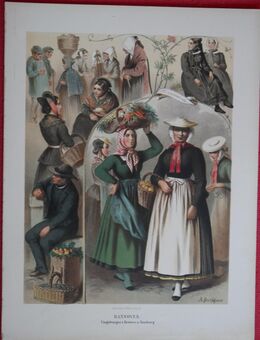 Lithografie , Trachten , Hannover ,Umgebung von Bremen und Hamburg , A. Kretschmer ,M58 - Görlitz