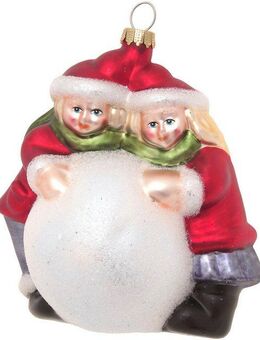 Krebs Glas Lauscha Christbaumschmuck Spielende Kinder, Multicolor, 12cm (1-tlg), Christbaumschmuck aus Glas, mundgeblasen, handgefertigt, Figuren