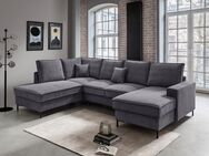 Sofa Couch Wohnlandschaft Anthrazit Schlaffunktion Breitcord - Delmenhorst