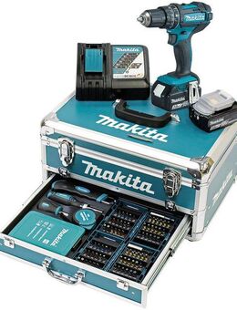 Makita Akku-Schlagbohrschrauber DHP482RFX9, max. 1900 U/min, 18V • 62 Nm, inkl. 2xAkkus 18V/3Ah/Ladegerät, Zubehör und Koffer