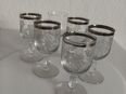 6 Stück Glas Schnapsglas, Gläser Likörgläser mit Schliff und Silberrand in 45259