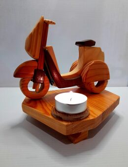 1 Roller Motorrad Teelichthalter, Holz, - Delmenhorst