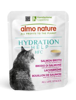 Sparpaket Almo Nature HFC Hydration Help 24 x 50 g - Lachsbrühe mit Lachsfilet