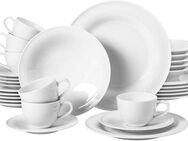 Seltmann Weiden Kombiservice Geschirr-Set, Service Beat (30-tlg), 6 Personen, Porzellan, Geschirr, Teller, Tassen, Rillendekor, 30 Teile, für 6 Personen