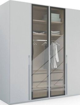rauch Drehtürenschrank Kleiderschrank Schrank Garderobe SKAT SHINE mit hochwertigem, transparentem Grauglas inkl. umfangreichem Zubehör MADE IN GERMANY