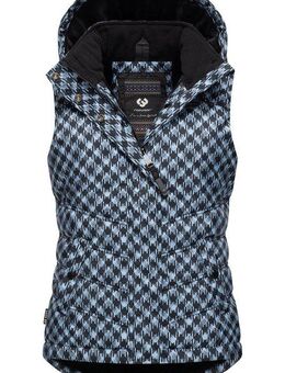 Ragwear Steppweste Hesty Print Weste mit abnehmbarer Kapuze und Hahnentritt Muster