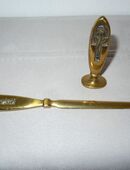 Messing Brieföffner und Briefbeschwerer 1930-er Jahre in 73066