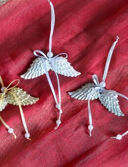 Engelsflügel Weiß Silber Gold Keraflott Raysin Weihnachten Deko Handmade - Rheinbach