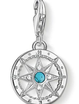 THOMAS SABO Charm-Einhänger Kompass, mit Zirkonia (synth), Farbstein-Imitat