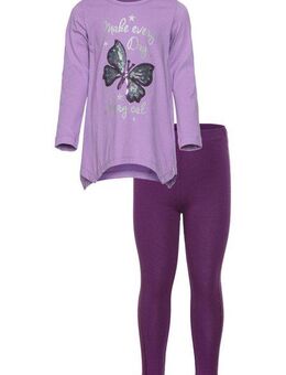 KIDSWORLD Langarmshirt & Leggings 2tlg. Set Shirt + Leggings mit Glitzerdetails (Set, 2-tlg., 2) niedlicher Schmetterling für kleine Mädchen