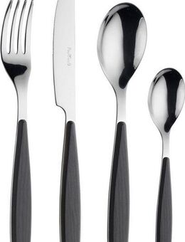 PINTINOX Besteck-Set Riva (16-tlg), 4 Personen, Edelstahl 18/0, Kunststoff, mit Kunststoffgriff in Holz-Optik