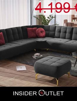 XXL Ecksofa 279x299cm Schwarz Samt PUR-Schaumstoff Orient - Köln