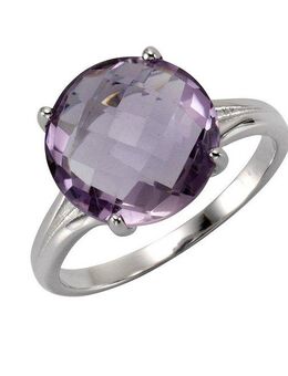 Zeeme Fingerring Silber 925 rhodiniert mit echtem Amethyst 12mm