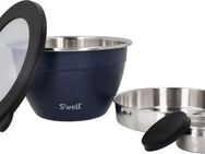 S'well Salatschüssel S'well Calacatta Gold Salad Bowl Kit, 1.9L, Edelstahl, (3-tlg), Therma-S'well®-Technologie mit vakuumisolierten Außenschale