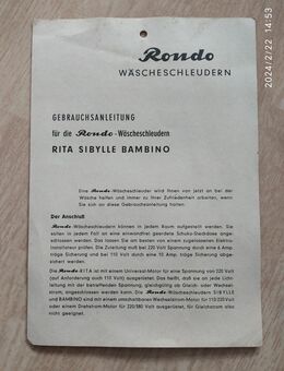 alte Bedienungsanleitung für Rondo-Wäscheschleudern 50er-60er - Fulda Zentrum