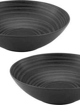 CreaTable Schale Lava Stone, Steinzeug, (Set, 2-tlg), Salatschüssel, Servierschale, Ø 24 cm, schwarz, Made in Europe