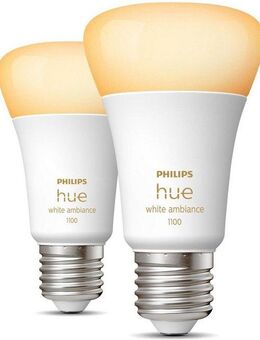 Philips Hue LED-Leuchtmittel White Ambiance E27 Doppelpack 2x800lm 75W, E27, 1 St., Warmweiß, CCT-Farbtemperatursteuerung - warmweiß bis tageslichtweiß
