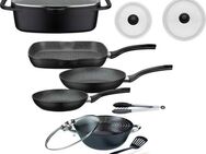 GSW Topf-Set Gourmet, Aluminiumguss (Set, 8-tlg., 3-tlg. Pfannen-Set, 2 Glasdeckel, 1 Bräter, 1 Wok, 1 Küchenzange), Induktion