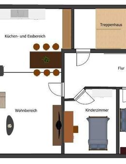 Vermietete 3-Zimmer-Dachgeschosswohnung mit Balkon, großem Garten und Stellplatz - Straßkirchen