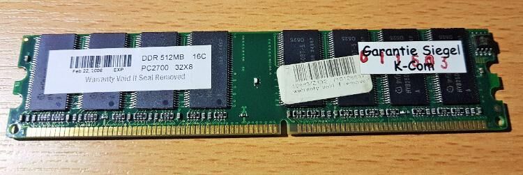 Arbeitsspeicher 512 MB DIMM, DDR PC 2700 ( HVB25D256800BT-5 ) - Verden (Aller)