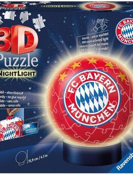 Ravensburger Puzzleball Nachtlicht FC Bayern München, 72 Puzzleteile, mit Leuchtsockel inkl. LEDs