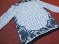 Hemden, Blusen NEU * Blumen * Blüten * Flower- Power * Romantik * Bordüre * Print * Hippie- Style * Seiden Gorgette * Tunika * Bluse "ZARA" Gr. 40- 42/ M * dunkel- blau- weiss * in 88499