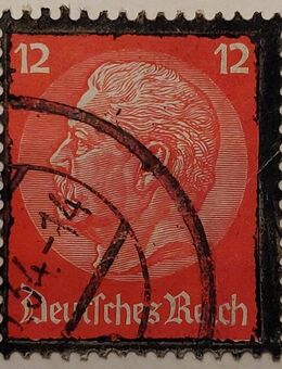 Briefmarke Deutsches Reich 1934, Tod von Paul Hindenburg,12 Pf. - Leverkusen