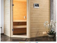 welltime Sauna Juli, BxTxH: 195 x 145 x 187 cm, 38 mm, 3,6-kW-Bio-Plug & Play Ofen mit ext. Steuerung