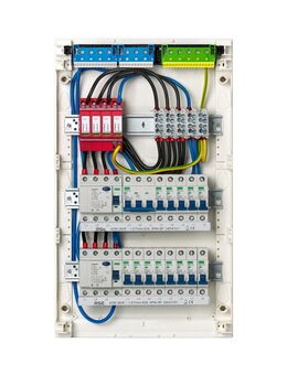 Zählerschrank Sicherungskasten Verteilerkasten Baustrom Hager Unterverteilung Unterputz Hohlwand Üschutz Überspannungsschutz verdrahtet Hager VA36CN - Wuppertal