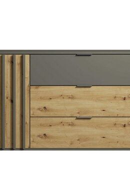 Home affaire Kommode Kommode Loreto mit 3 Schubladen und eine Tür, B/T/H 125/36/80 cm, Kommode mit Schubladen und Drehtür sowie MDF-Lamellen