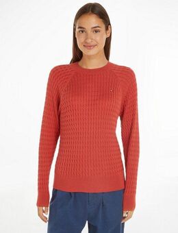 Tommy Hilfiger Rundhalspullover CO CABLE C-NK SWEATER mit Zopfmuster