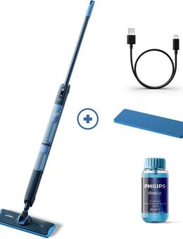 Philips Akku-Wischmopp OneUp elektrischer Wischer 5000 Series XV5113/01, 7,2 W, 70 min Akku-Laufzeit, inkl. 1 Pad und 40 ml Reiniger