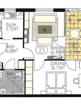 2 Zimmmer Seniorenwohnung mit Balkon in MA - Rheinau - Mannheim