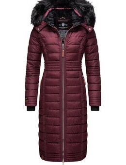Navahoo Wintermantel Umay langer Damen Winter Steppmantel mit Kunstfellkapuze