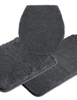 my home Badematte Inga, Badezimmer Teppich, Badvorleger, Höhe 20 mm, rutschhemmend beschichtet, fußbodenheizungsgeeignet, schnell trocknend, strapazierfähig, Polyester, rechteckig, 3tlg Set Hänge WC, Badteppich, unifarben, weich, als halbrund und...