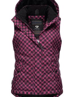 Ragwear Steppweste Hesty Print Weste mit abnehmbarer Kapuze und Hahnentritt Muster
