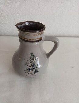Keramik Vase grau hoch 16cm Öffnung ca. 6cm Wacholder Motiv mit Henkel - Essen