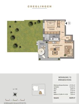 Offene Besichtigung am 24.10 von 14-16 Uhr und am 25.10. von 12-16 Uhr! Whg. 13 - Schöne Erdgeschosswohnung mit großzügigem Balkon und Garten! - Creglingen