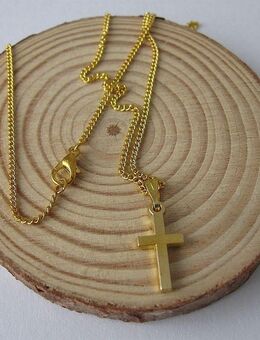 ☝️☝️☝️ Halskette, Gold farbig + Anhänger Kreuz, NEU ⭐⭐⭐⭐⭐ - Gersthofen