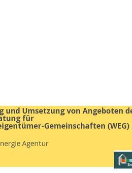 Entwicklung und Umsetzung von Angeboten der Energieberatung für Wohnungseigentümer-Gemeinschaften (WEG) (m/w/d) Teilzeit - Bonn