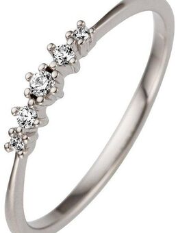 JOBO Fingerring, schmal 585 Weißgold mit 5 Diamanten