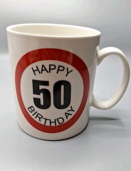 Nana Kaffee Tasse Becher Kaffeetasse Happy 50. Birthday 10,5cm hoch 9cm breit - Essen