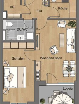 1600/91101/315 - 2-Raum-WE im 3.OG, rechts mit Aufzug und Balkon - Erfurt