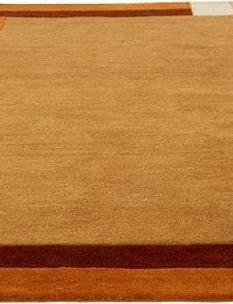 THEKO Wollteppich Tromso, Wolle, Handgefertigt, Bordüre mit Hoch-Tief-Effekt, rechteckig, Höhe: 15 mm, Wohnzimmer, Schlafzimmer, Esszimmer