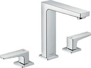 hansgrohe Waschtischarmatur Metropol 3-Loch 160 mit Hebelgriffen und Push-Open Ablaufgarnitur