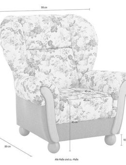 Home affaire Sessel Milano, bequemer Ohrensessel im Landhaus-Stil, Hochlehnsessel