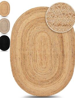carpetfine Teppich Nele Juteteppich Naturfaser, rund, Höhe: 6 mm, geflochtener Wendeteppich aus 100%Jute, in rund und oval, viele Größen