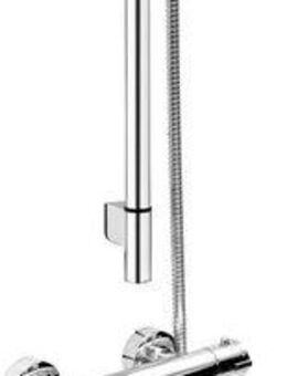 CORNAT Duschsystem "Fit" - verchromt - Mit Thermostatarmatur - Variabler Bohrlochabstand, Höhe 69,6 cm, 3 Strahlart(en), 3 Strahlarten: Normal-, Soft-, Massagestrahl - Anti-Kalk