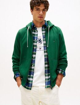 Tommy Hilfiger Kapuzensweatjacke ESSENTIAL FLEECE ZIP THROUGH kleine Logostickerei